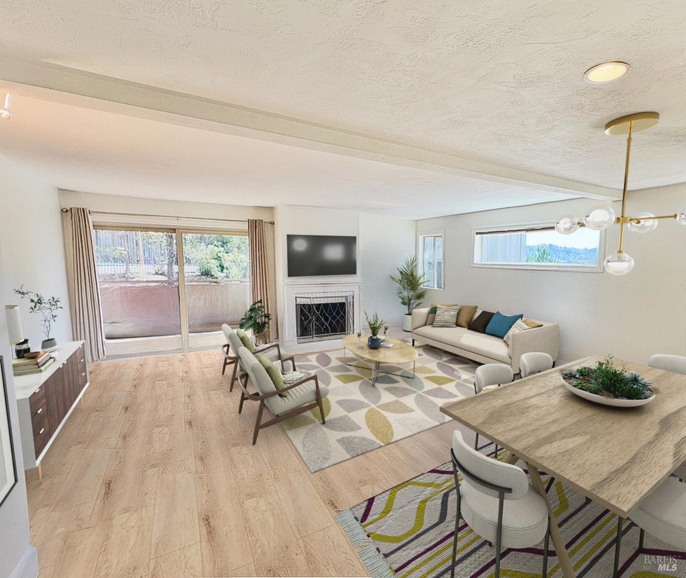 50 Vía Belardo, Unit 12 Greenbrae, CA 94904 - Photo 2 of 13 a view of a dining room with furniture a chandelier and wooden floor
