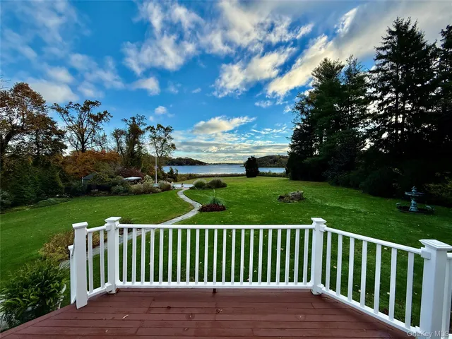 a view of deck and garden