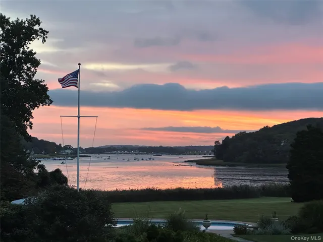 a view of a lake from a yard