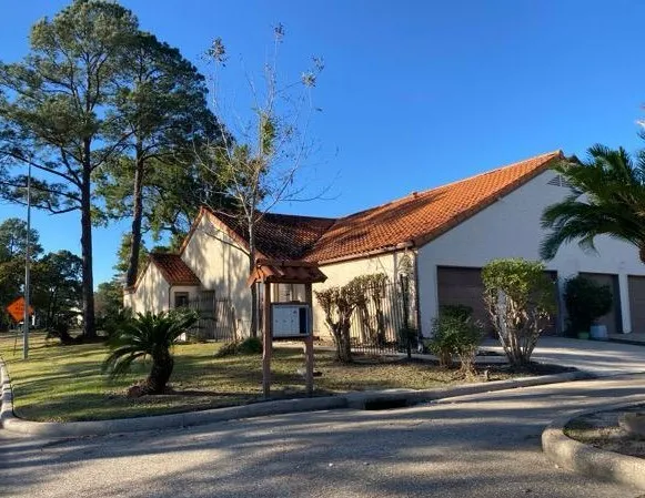 a view of street with houses