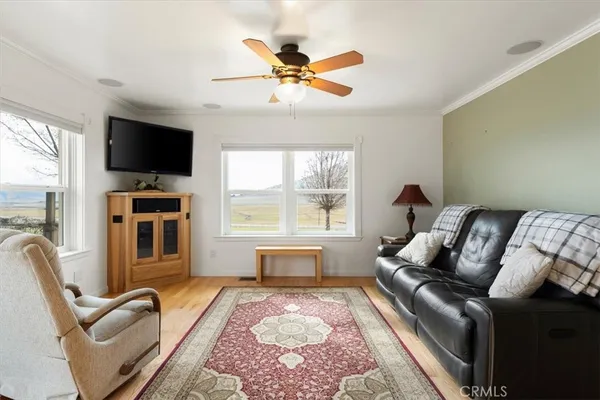 a bedroom with a bed couch and a window
