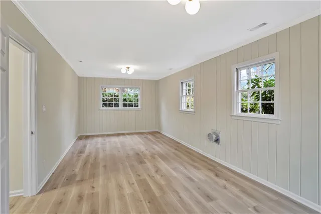 an empty room with windows