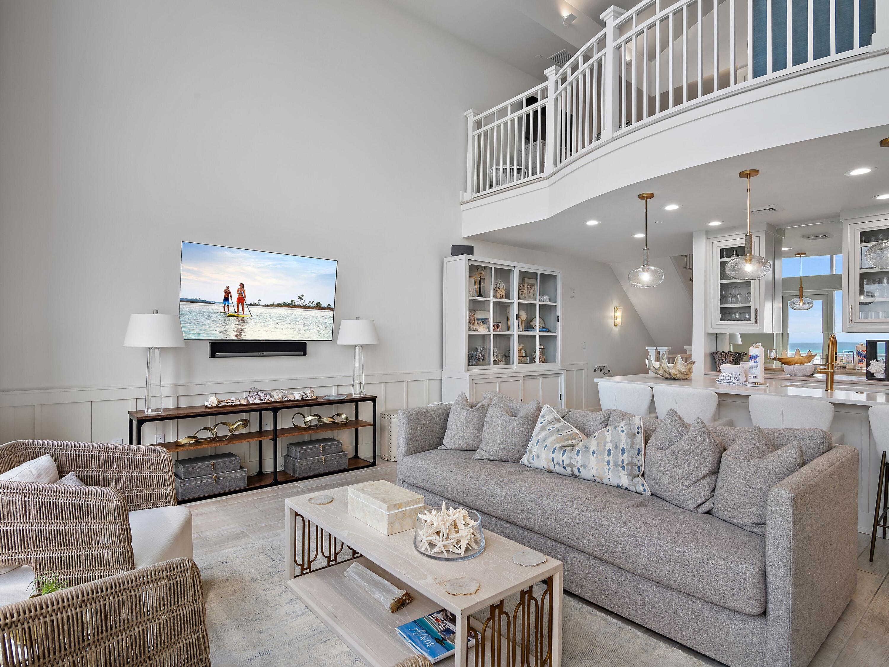 37 Compass Point Way South, Unit 421 Inlet Beach, FL 32461 - Photo 6 of 30 a living room with furniture and a flat screen tv