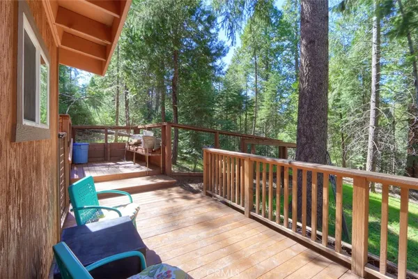 a view of porch with green space