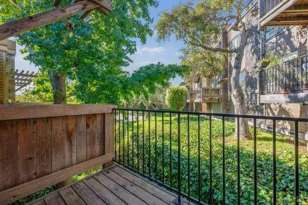 a view of a balcony with lake view