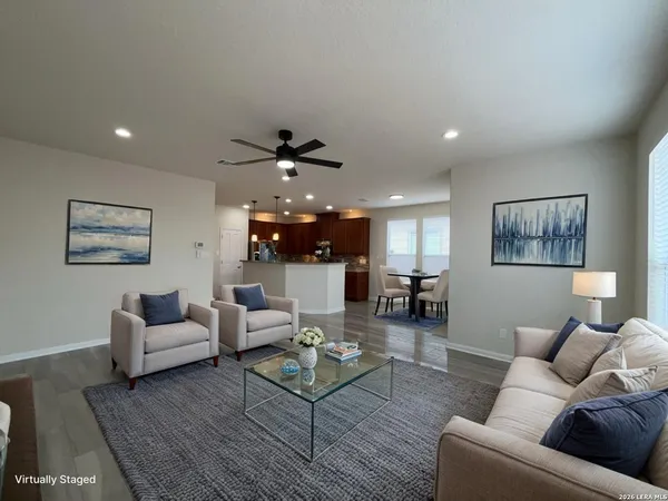 a living room with furniture