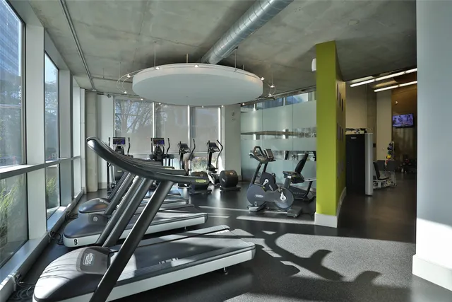 a view of a building with sitting area