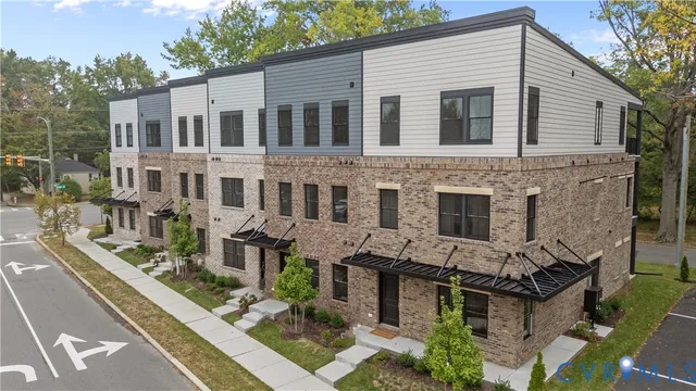a view of a building with many windows