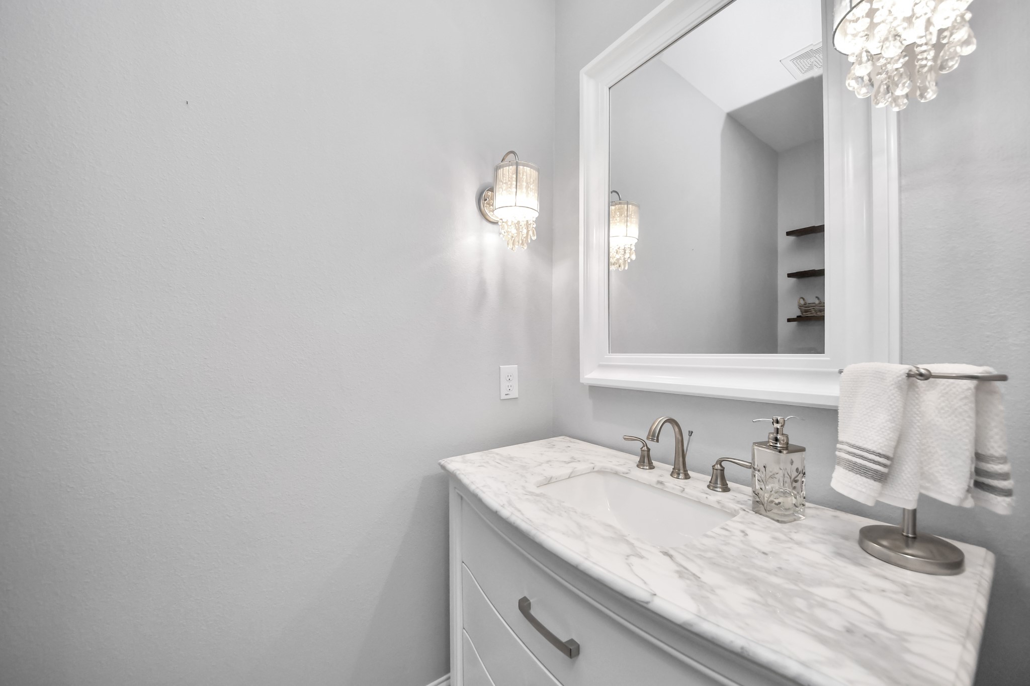2811 Hadley Springs Lane Spring, TX 77386 - Photo 33 of 50 a bathroom with a granite countertop sink and a mirror