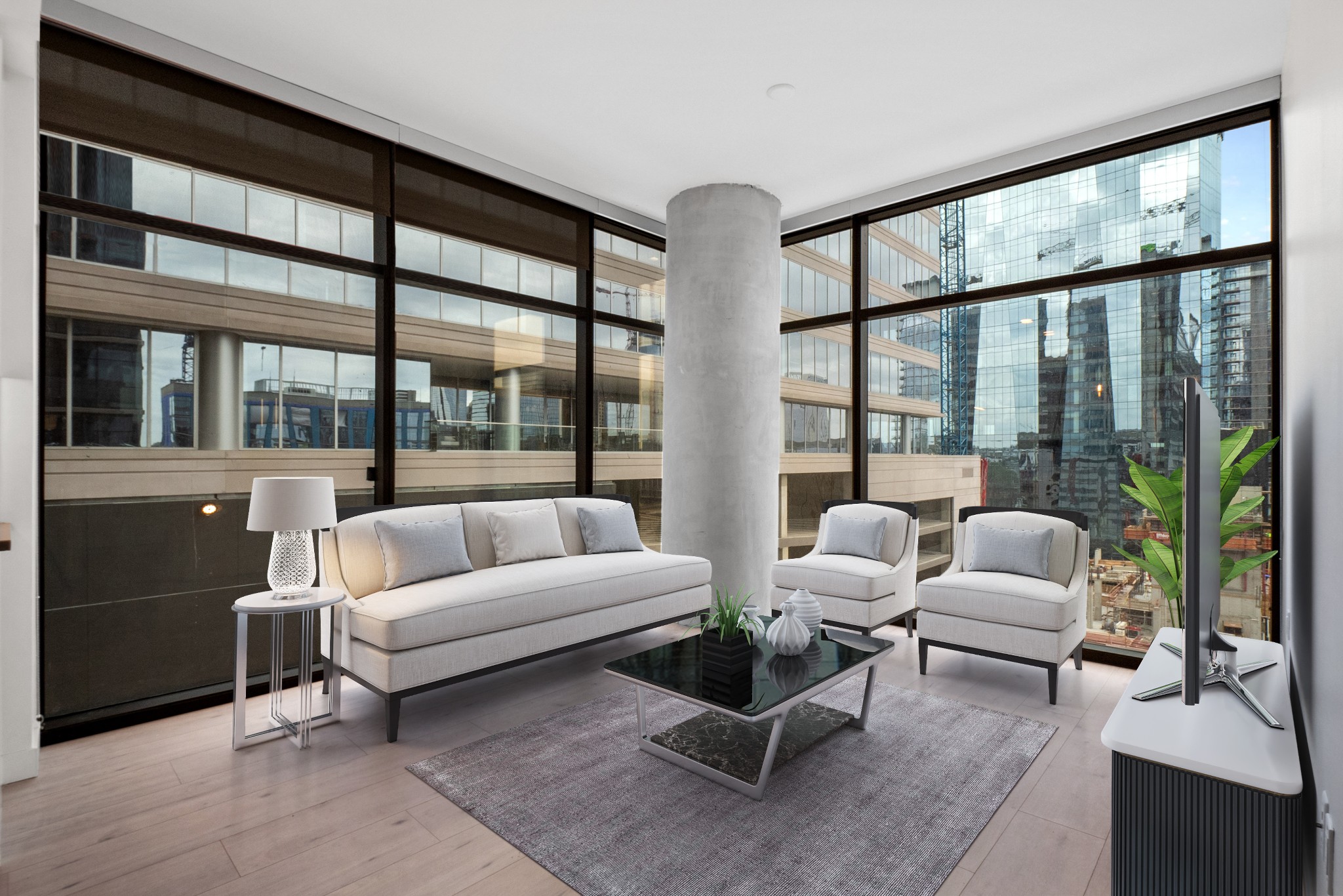 1212 Demonbreun Street, Unit B1 (B) Nashville, TN 37203 - Photo 5 of 26 a living room with furniture and a large window