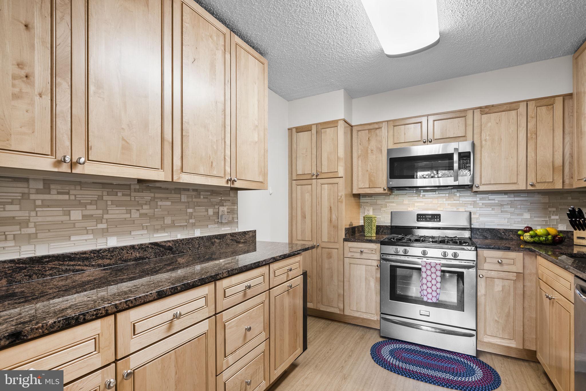 5225 Pooks Hill Road, Unit 804N Bethesda, MD 20814 - Photo 14 of 39 a kitchen with granite countertop white cabinets and stainless steel appliances