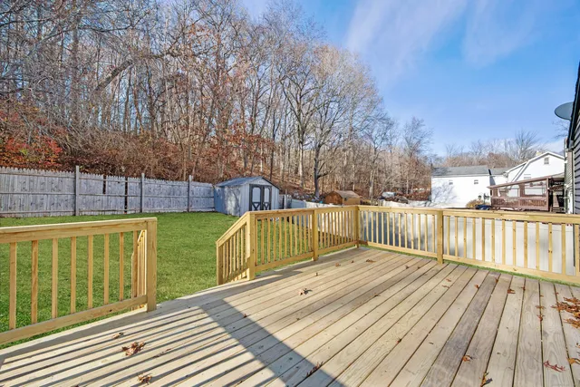 a view of a wooden deck