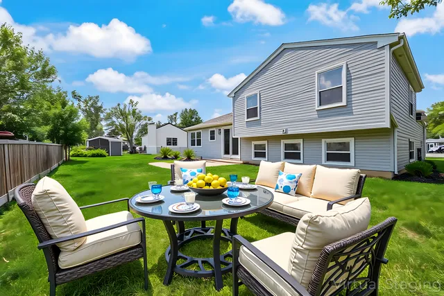 a view of an outdoor sitting space