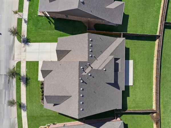 an aerial view of a house