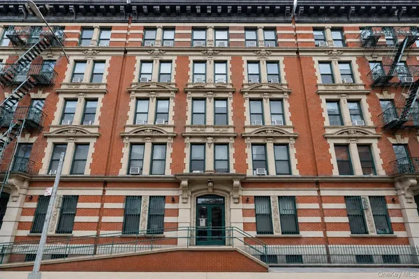 a front view of a multi story building