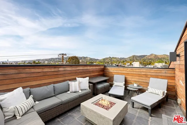 a view of a terrace with couches