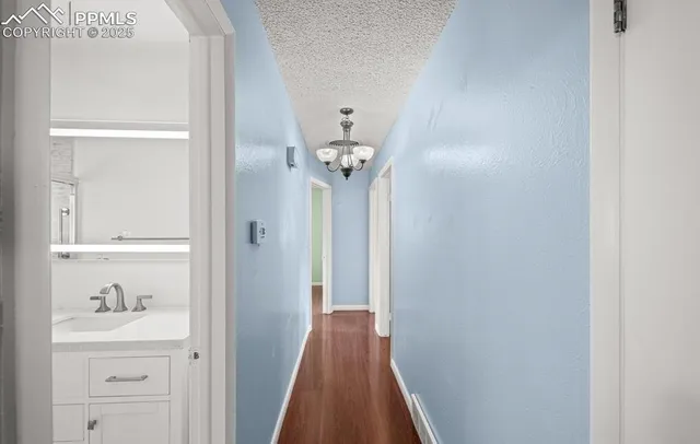 a view of a hallway with closet