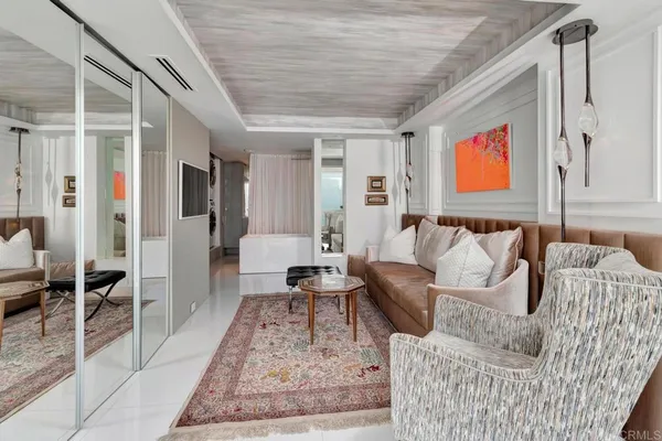 a bathroom with a bathtub and sink