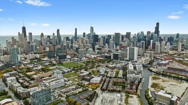 a view of a city with tall buildings