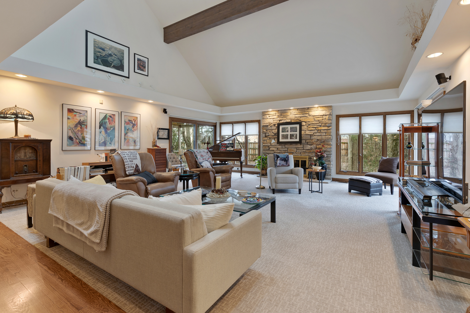 1133 Edgewater Drive Naperville, IL 60540 - Photo 5 of 37 a living room with fireplace furniture and a large window