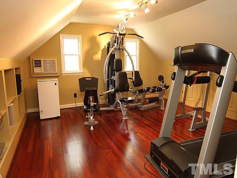 2712 Farnborough Road Raleigh, NC 27613 - Photo 19 of 25 Third Floor Bonus Room right side view - shown here used as Exercise room - May make great study or media room. Gorgeous Bolivian/Brazilian Hardwood floors and lots of storage.