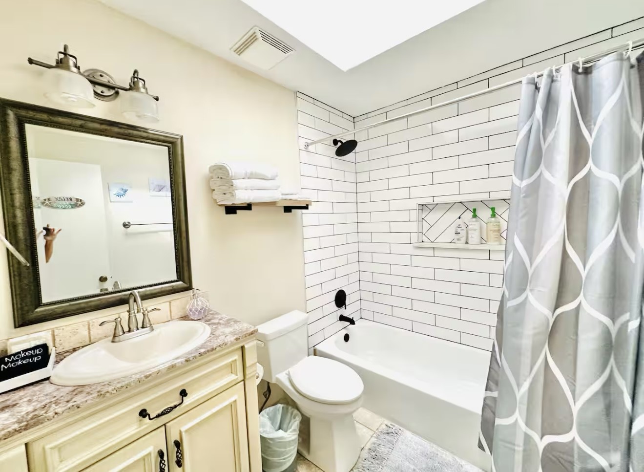 3007 Willowbend Road Montgomery, TX 77356 - Photo 34 of 43 a bathroom with a granite countertop sink toilet and shower