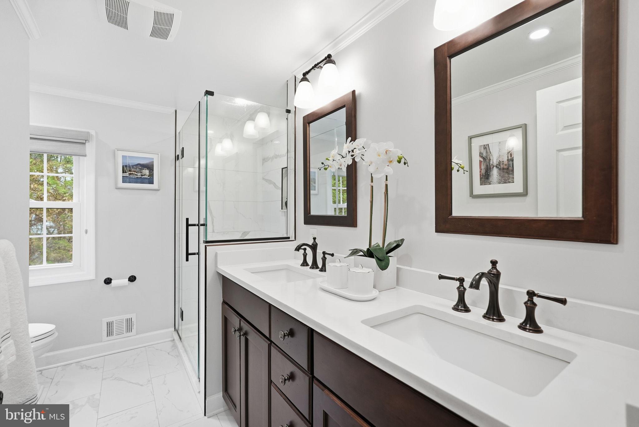 1 Paddock Court Potomac, MD 20854 - Photo 19 of 34 Updated Primary Bathroom wi/ Dual Sink Vanity