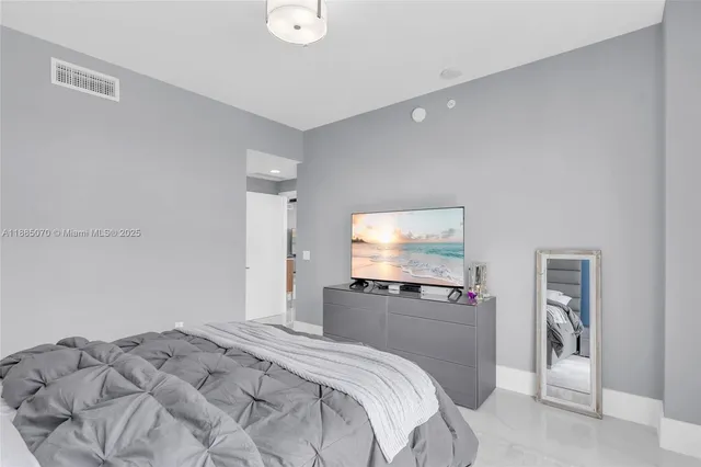 a view of a bedroom from a bedroom