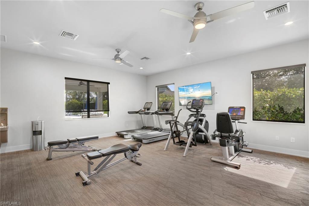 14720 Kingfisher Loop Naples, FL 34120 - Photo 40 of 50 Workout room featuring recessed lighting and ceiling fan