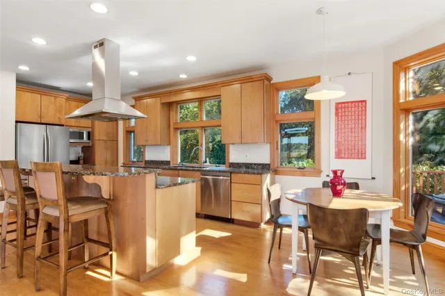 a kitchen with lots of counter top space
