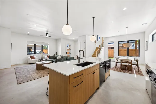 a view of living room and kitchen