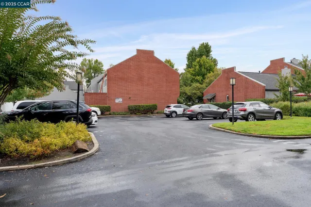 a view of a street with houses