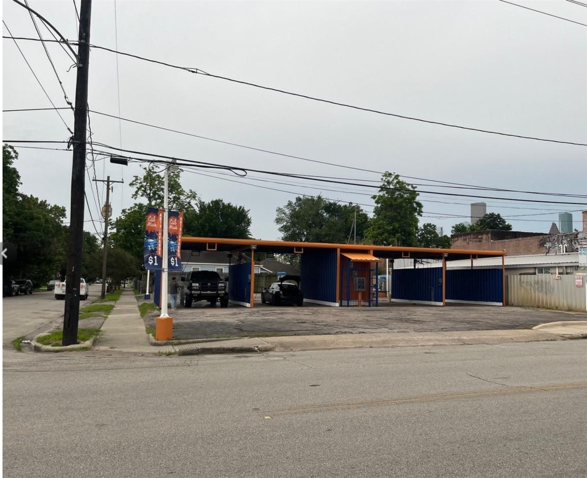 a view of a street with houses