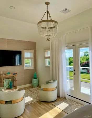 a dining room with a couch and a table