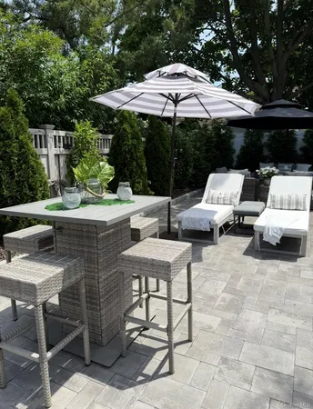 a view of yard with seating space