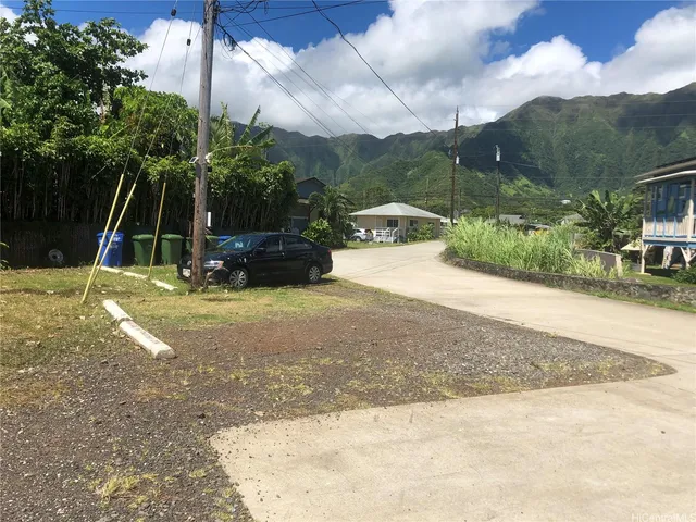 a view of a park with a slide