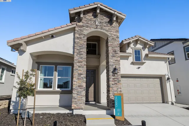 a front view of a house with plants