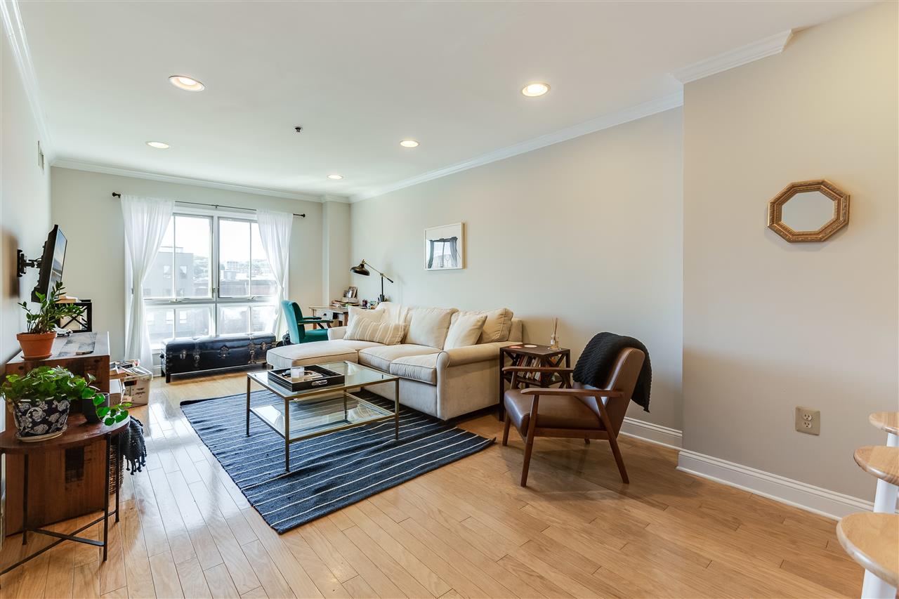 a living room with furniture rug and window