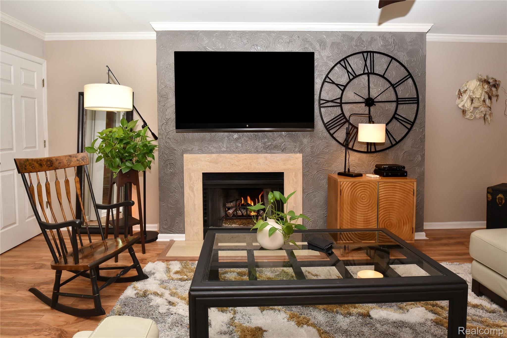 1635 Huntington Park, Unit A Rochester, MI 48309 - Photo 6 of 41 Gas Fireplace w/ Stone Surround