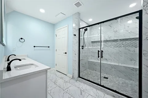 a bathroom with a shower