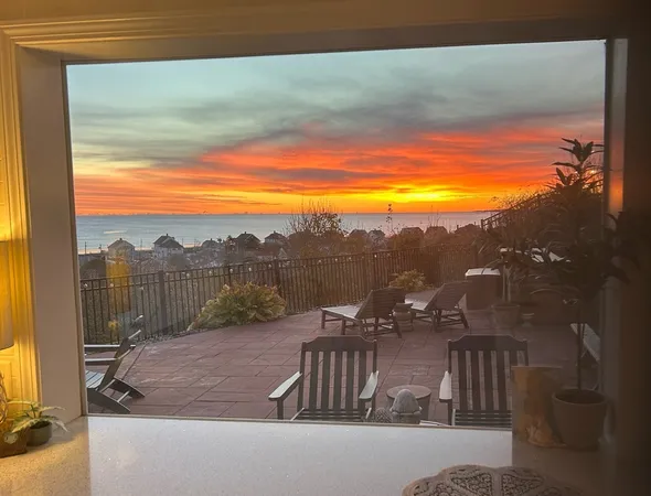 a view of a back yard from a balcony