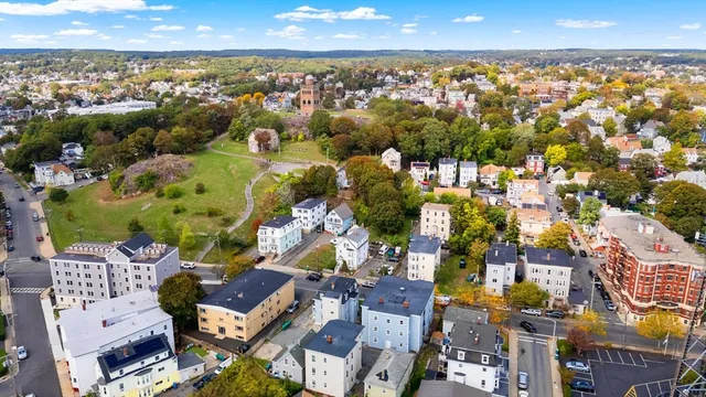 an aerial view of a city