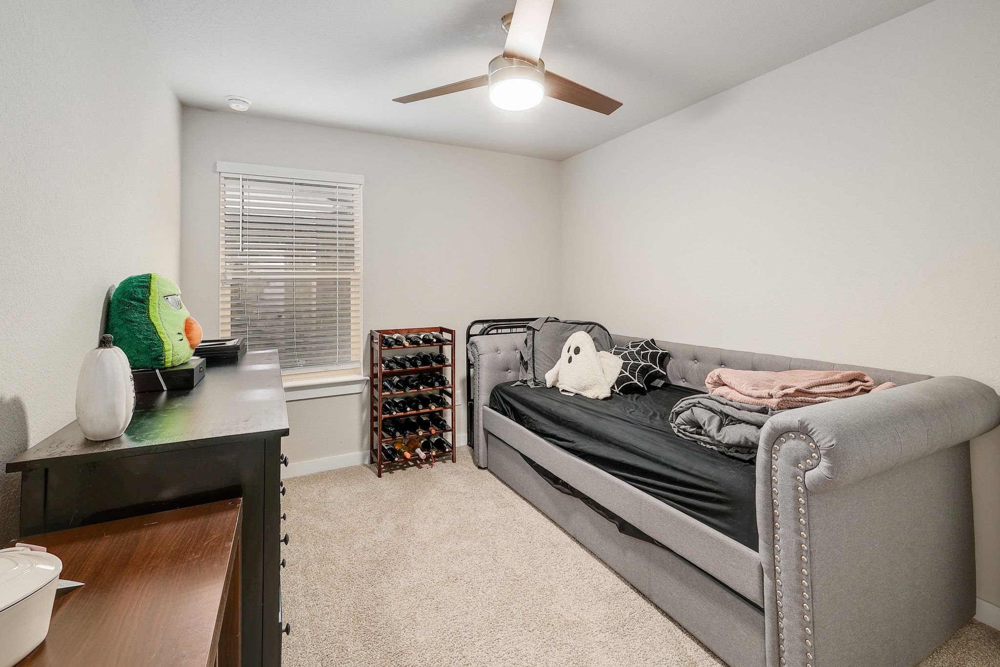 204 Halford Road Georgetown, TX 78633 - Photo 18 of 27 Bedroom featuring light colored carpet and ceiling fan