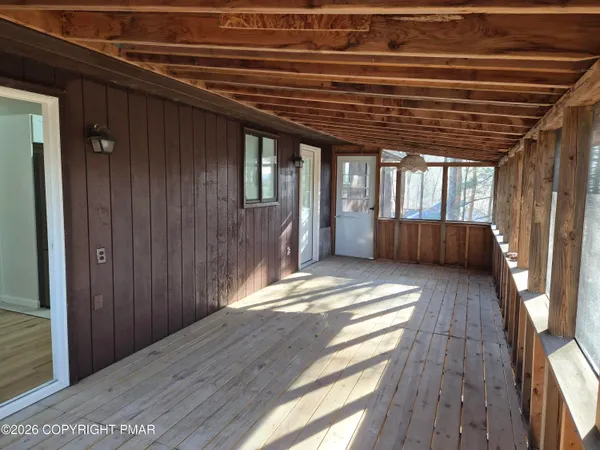 a view of wooden deck