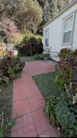 a view of a terrace with a garden