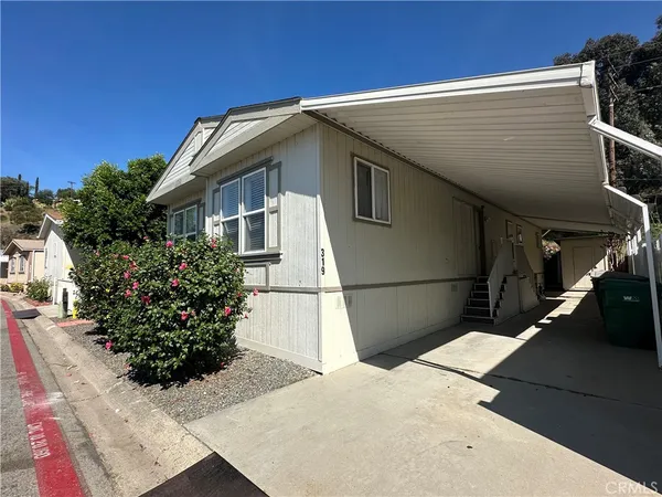 a view of a house with a garage
