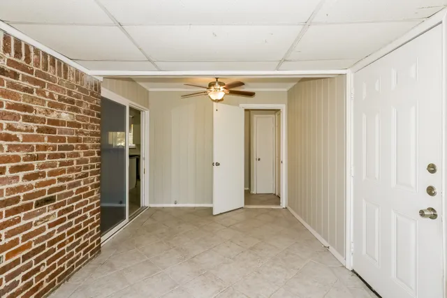 an empty room with windows