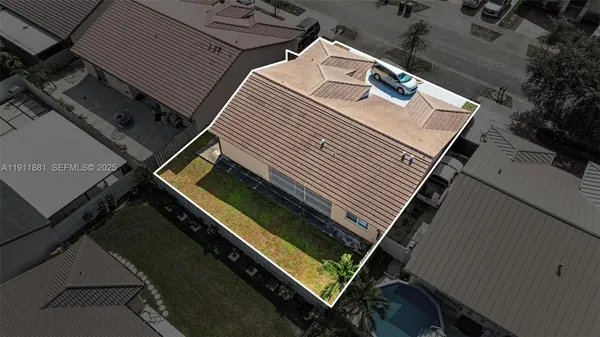 an aerial view of a house