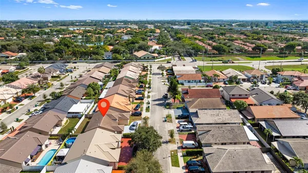 an aerial view of multiple house
