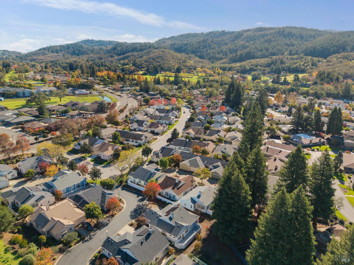 6471 Pine Valley Drive Santa Rosa, CA 95409 - Photo 41 of 48 an aerial view of residential houses with outdoor space and trees